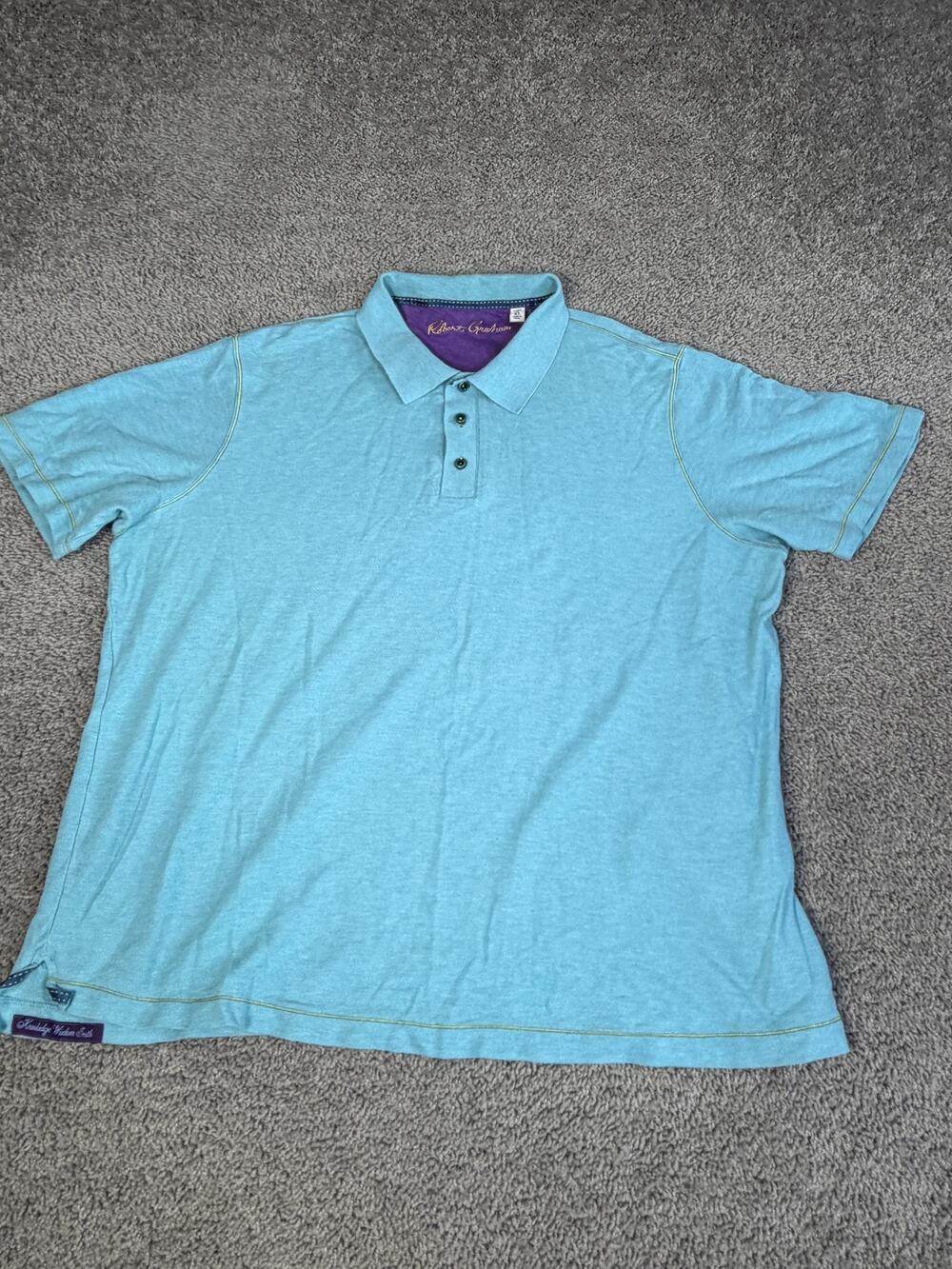 Robert Graham Polo Shirt Mens XL Blue Cotton Modal Classic Collared Casual